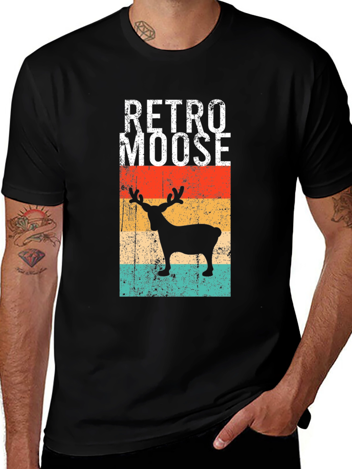 Retro Moose Graphic Tee - Vintage Style
