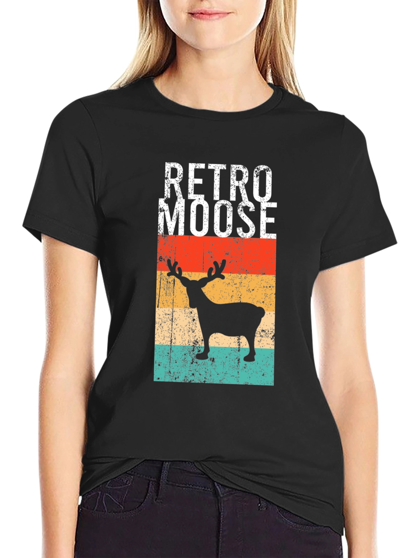 Retro Moose Graphic Tee - Vintage Style