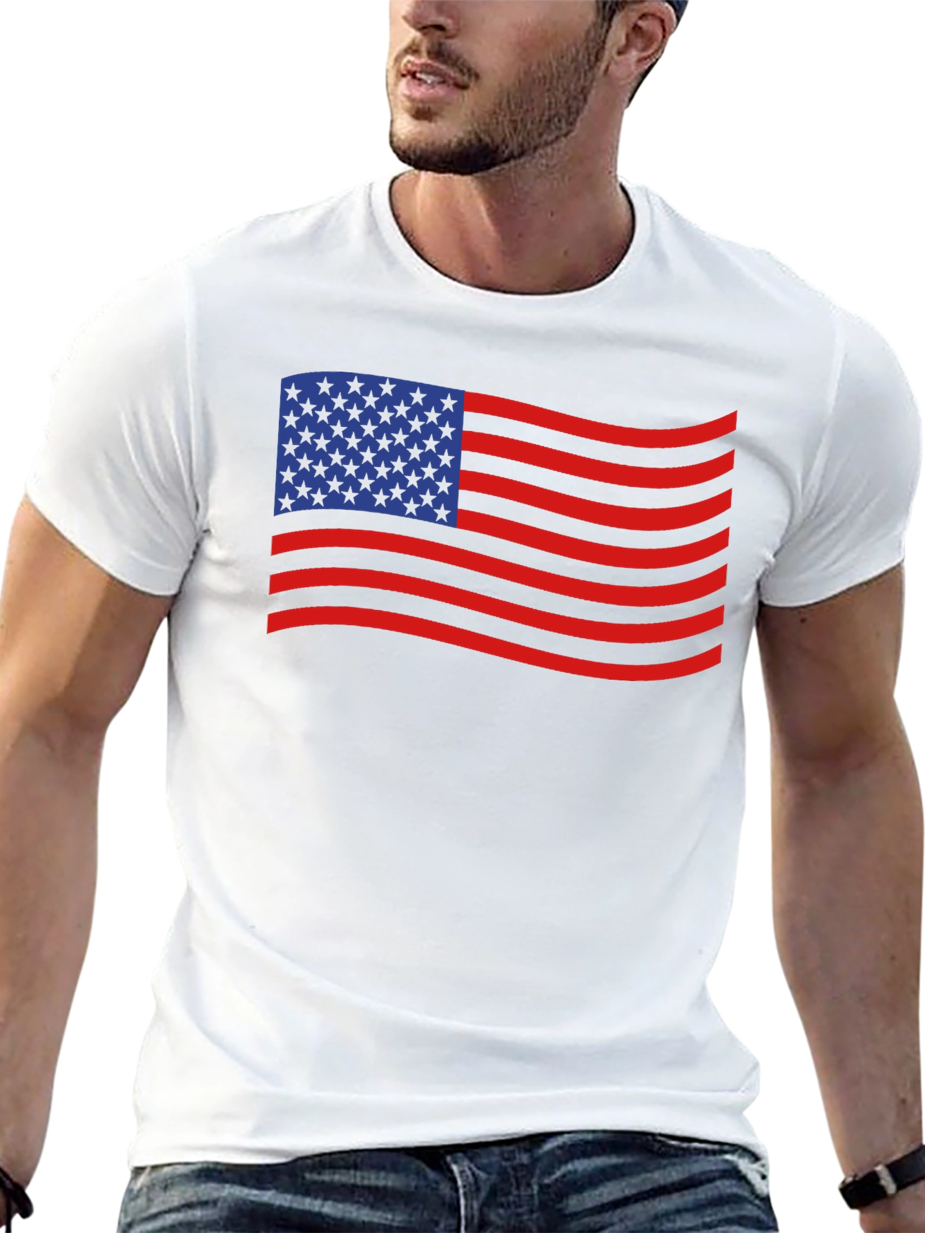 American Flag Waving T-Shirt - Patriotic USA Tee