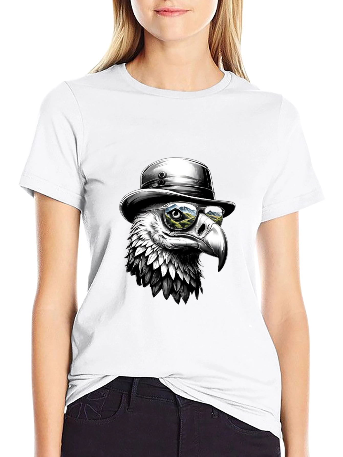 Cool Eagle T-Shirt - Bird with Hat & Glasses