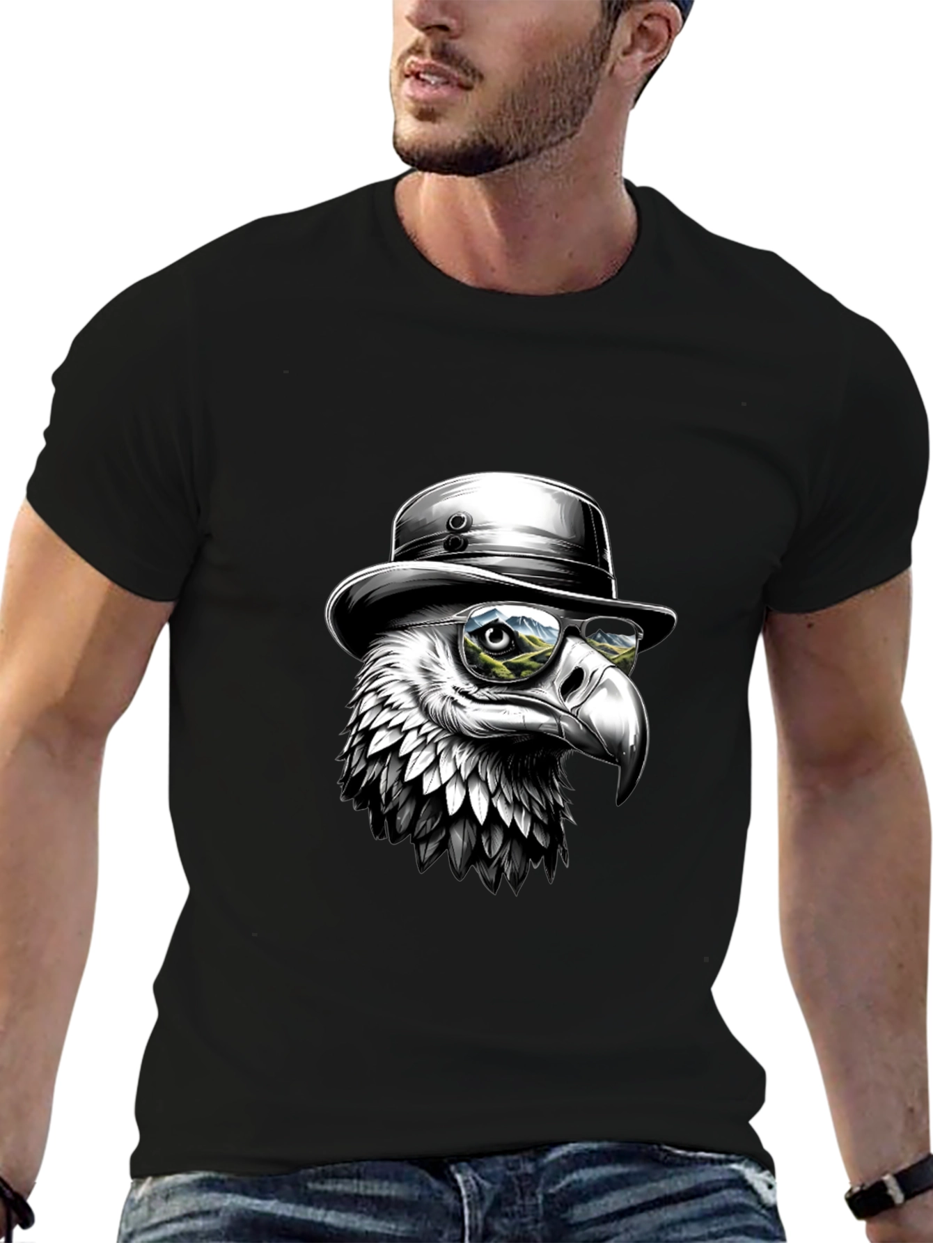 Cool Eagle T-Shirt - Bird with Hat & Glasses