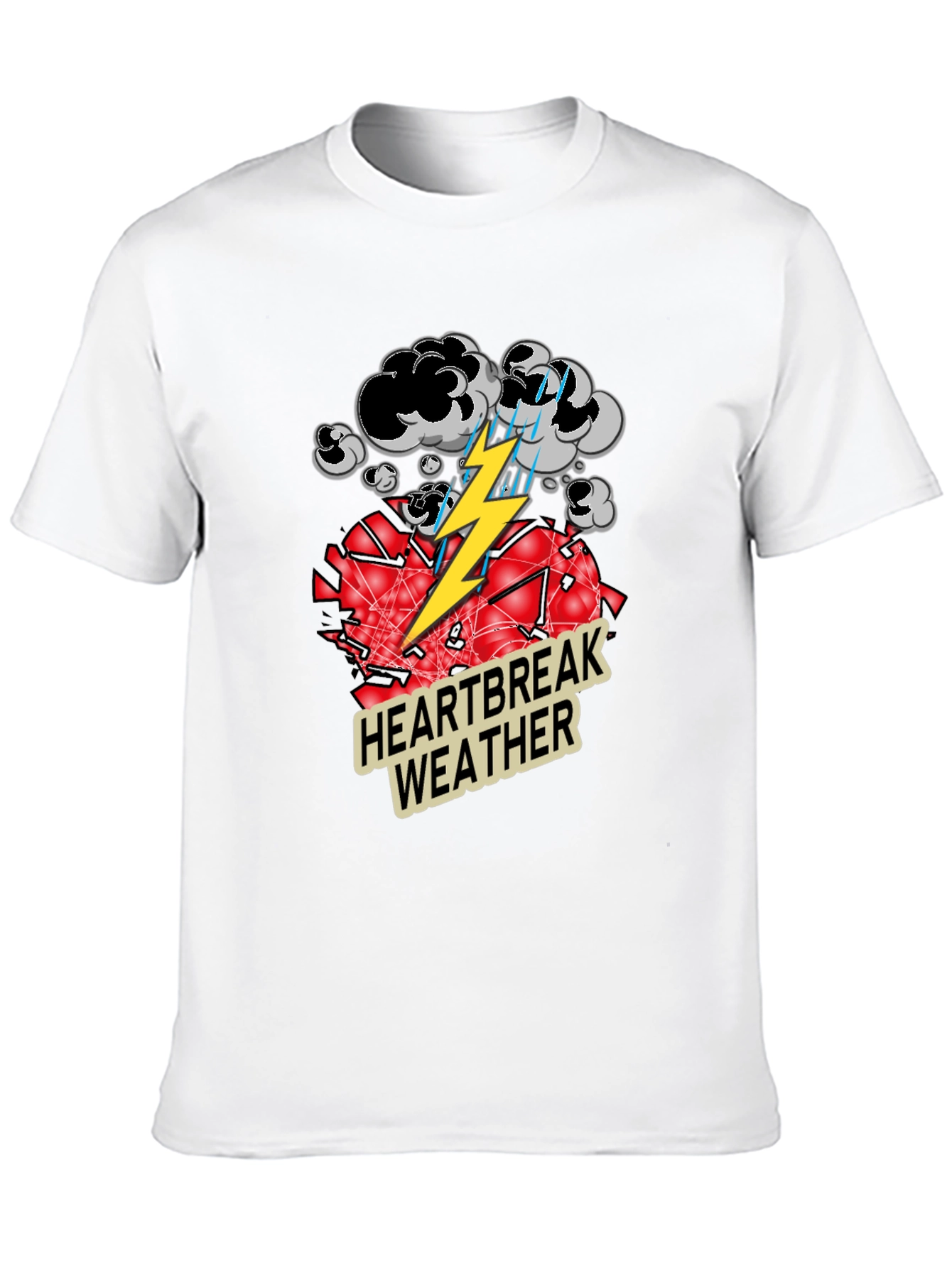 Heartbreak Weather Graphic Tee - Black Cotton T-Shirt