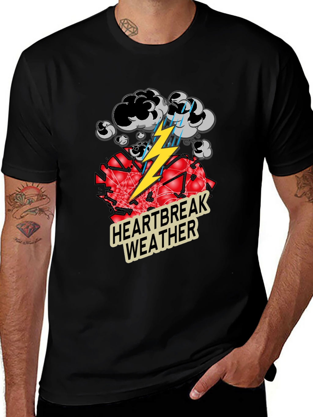 Heartbreak Weather Graphic Tee - Black Cotton T-Shirt
