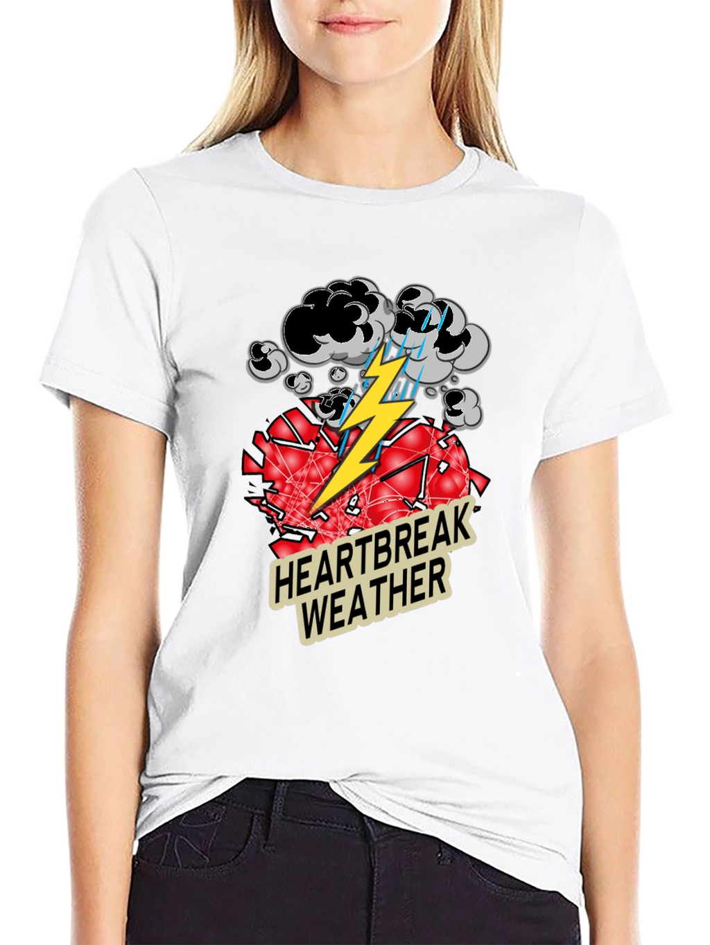 Heartbreak Weather Graphic Tee - Black Cotton T-Shirt