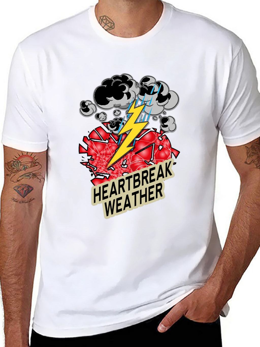Heartbreak Weather Graphic Tee - Black Cotton T-Shirt