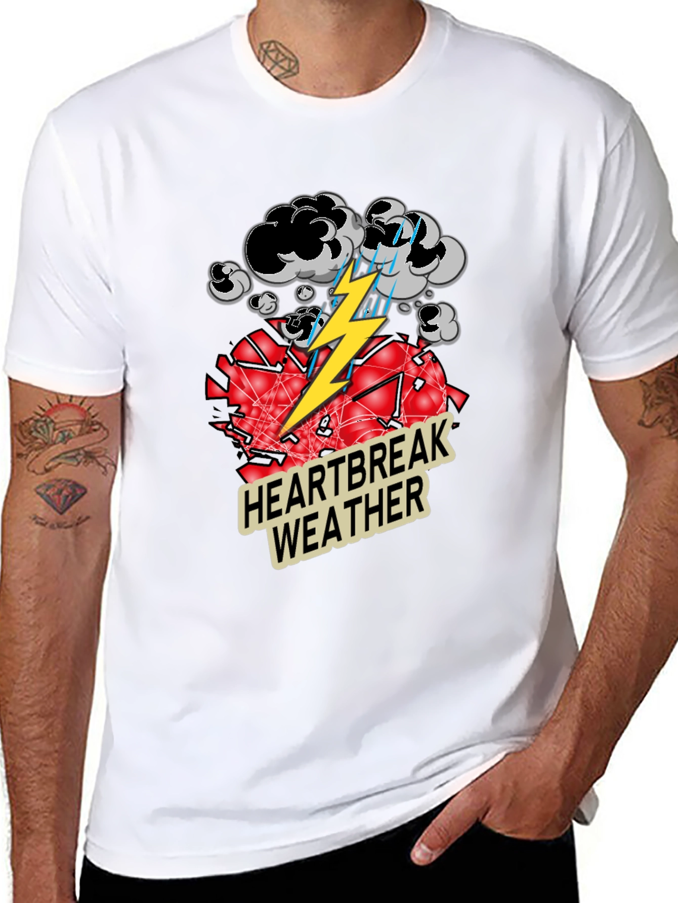 Heartbreak Weather Graphic Tee - Black Cotton T-Shirt