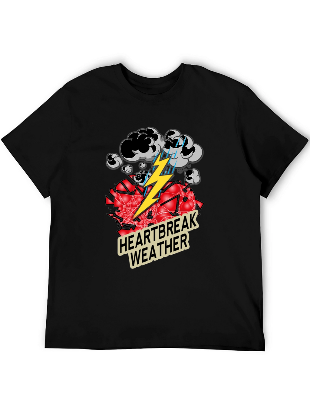 Heartbreak Weather Graphic Tee - Black Cotton T-Shirt