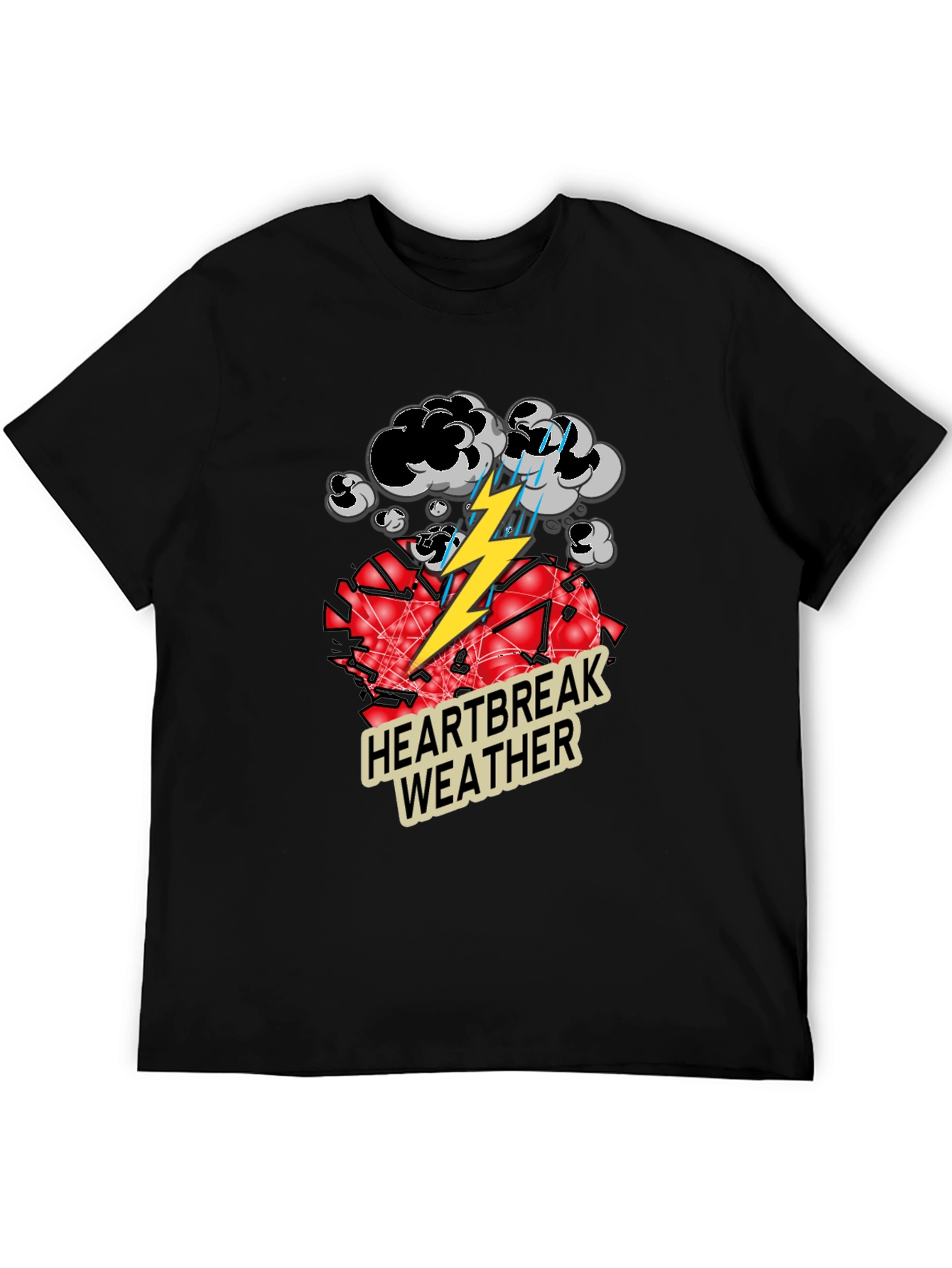 Heartbreak Weather Graphic Tee - Black Cotton T-Shirt
