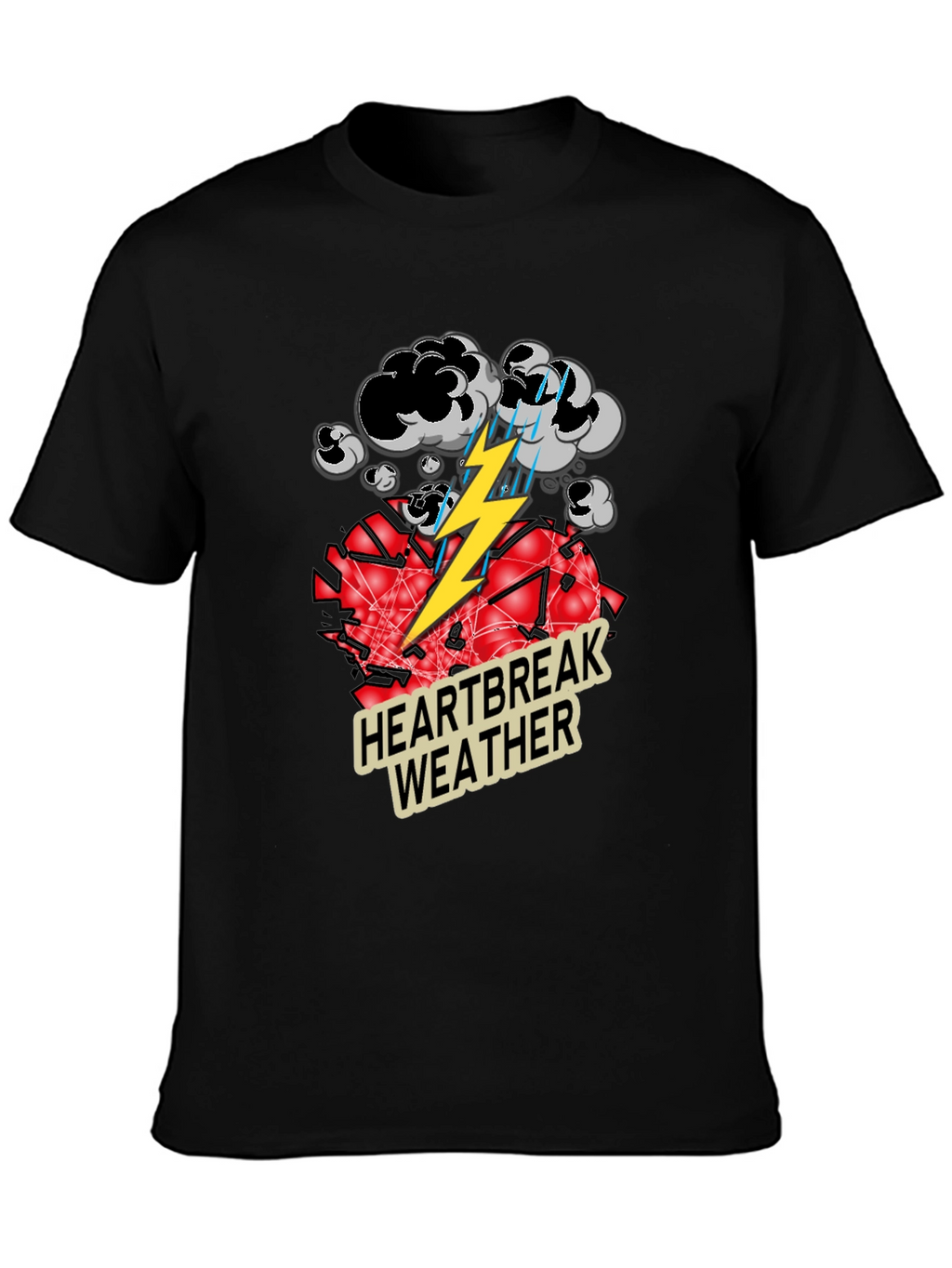 Heartbreak Weather Graphic Tee - Black Cotton T-Shirt