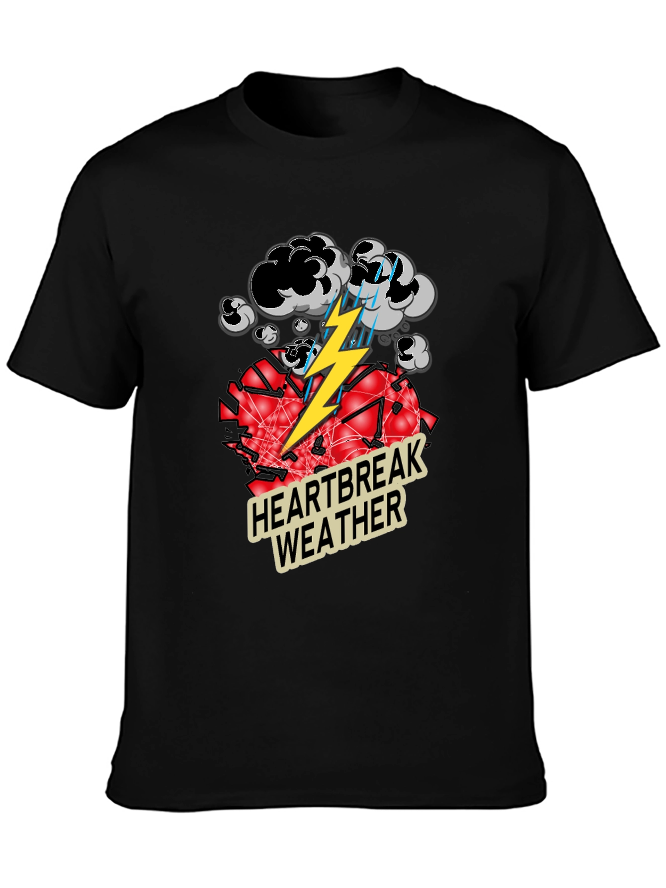 Heartbreak Weather Graphic Tee - Black Cotton T-Shirt