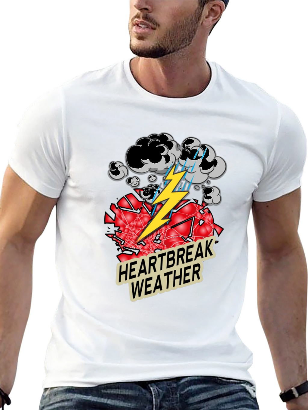 Heartbreak Weather Graphic Tee - Black Cotton T-Shirt