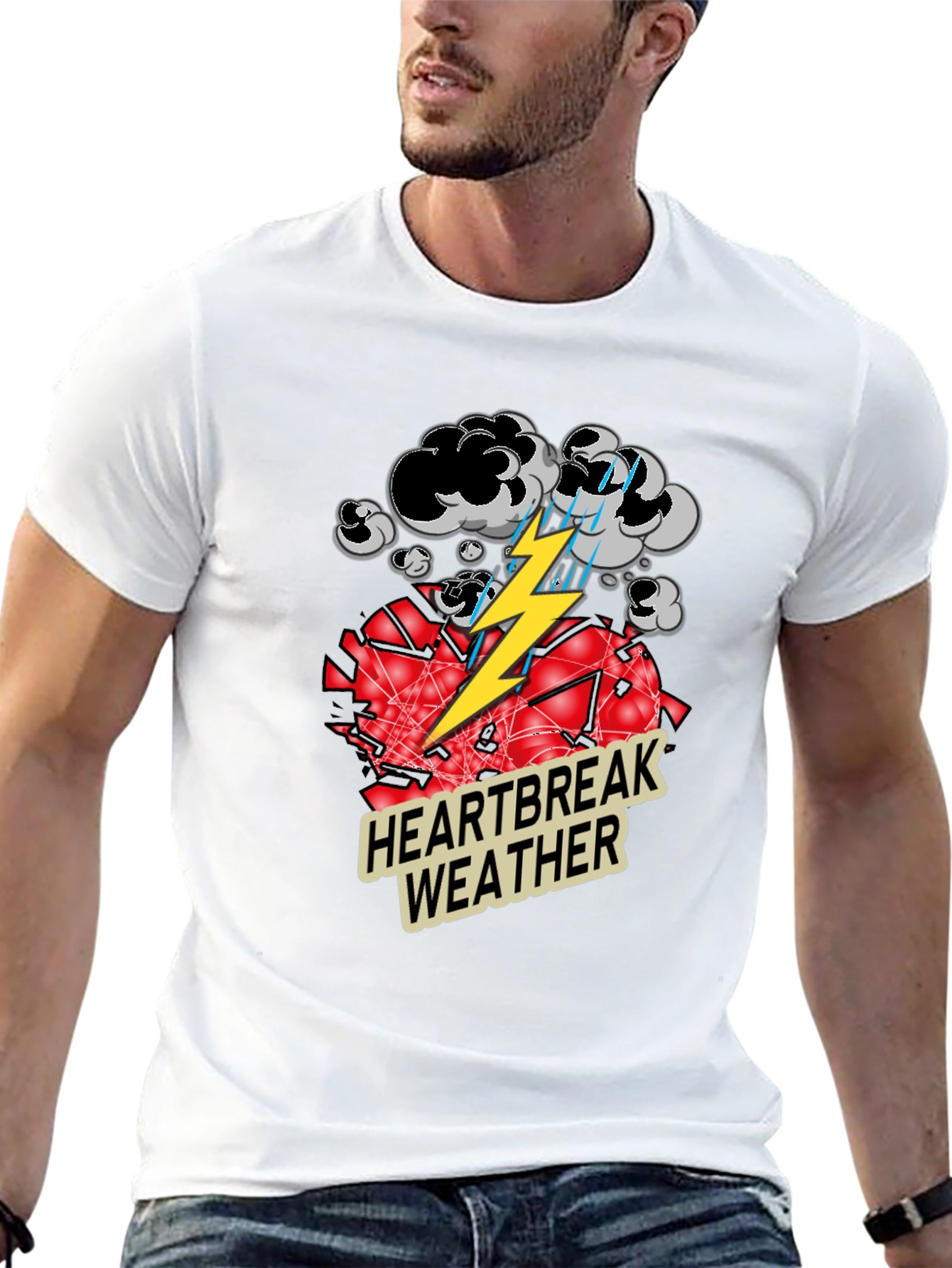 Heartbreak Weather Graphic Tee - Black Cotton T-Shirt