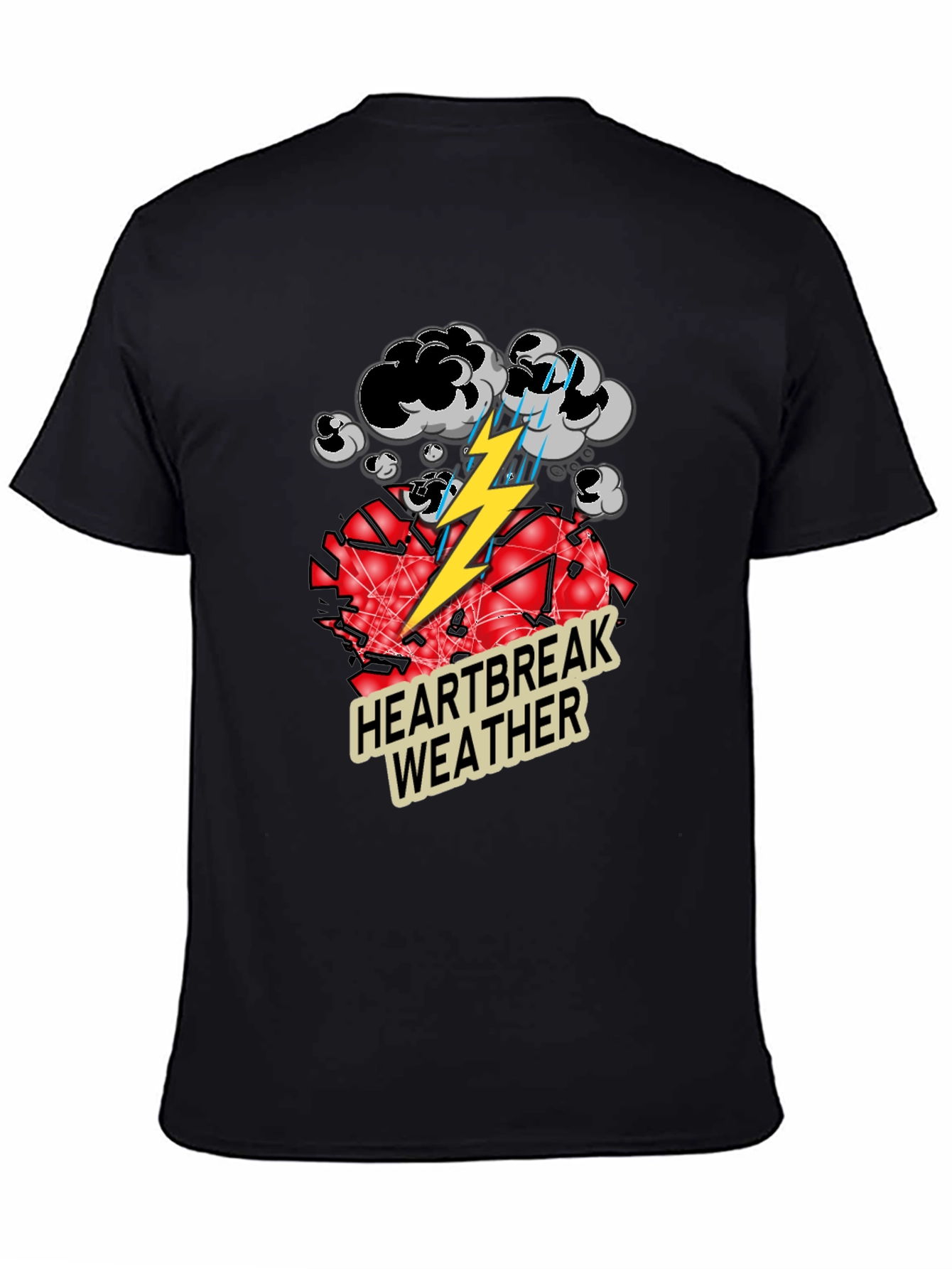 Heartbreak Weather Graphic Tee - Black Cotton T-Shirt
