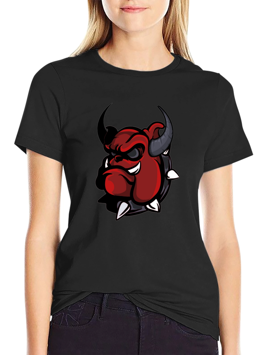 Cool Devil Bulldog Graphic T-Shirt