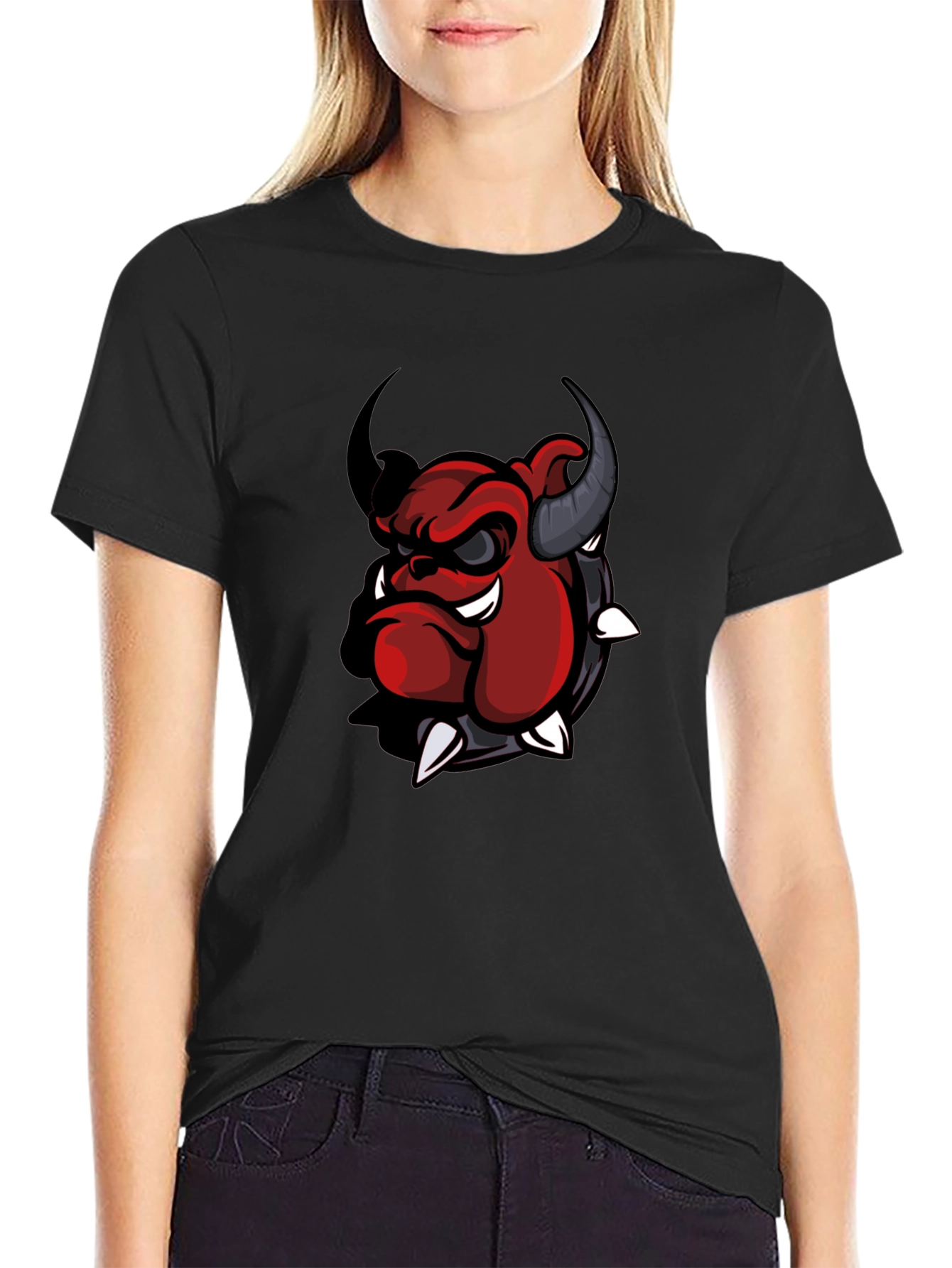 Cool Devil Bulldog Graphic T-Shirt