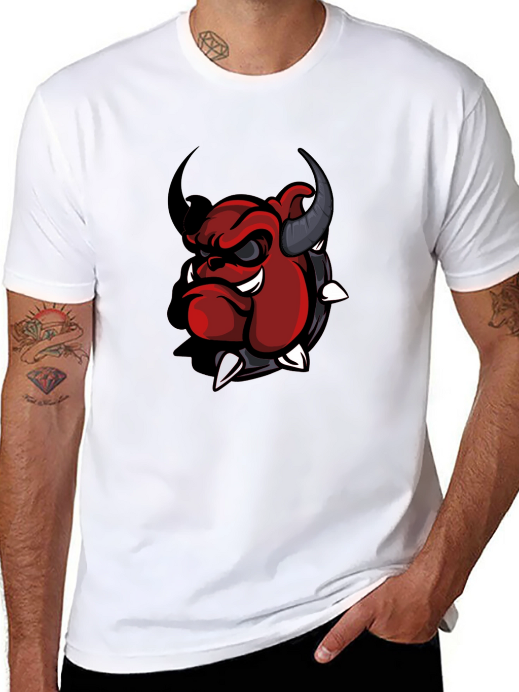 Cool Devil Bulldog Graphic T-Shirt