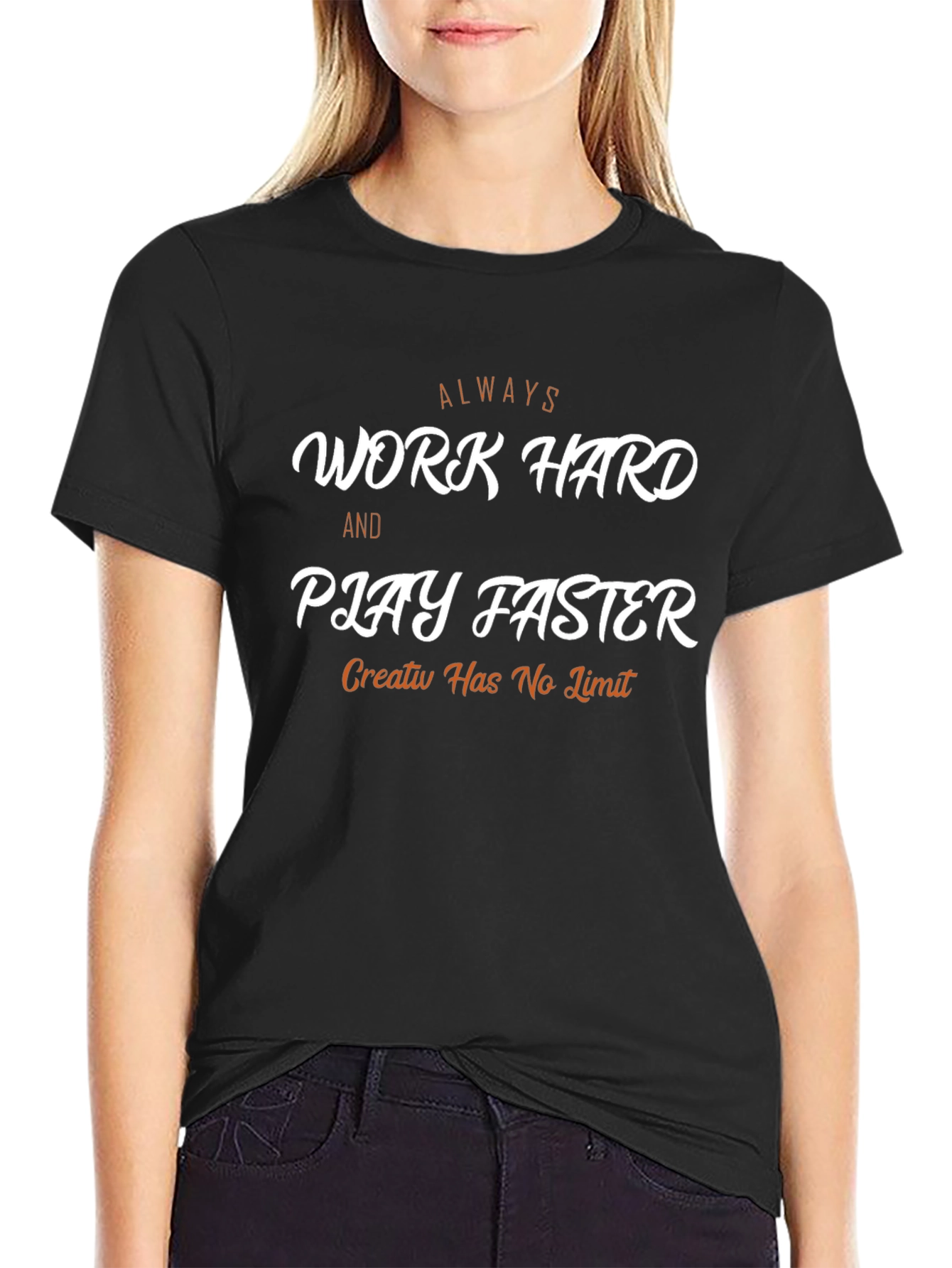 Work Hard Play Faster Black Graphic Tee