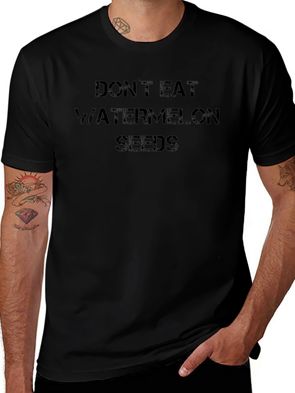 Dont Eat Watermelon Seeds Black Graphic T-Shirt