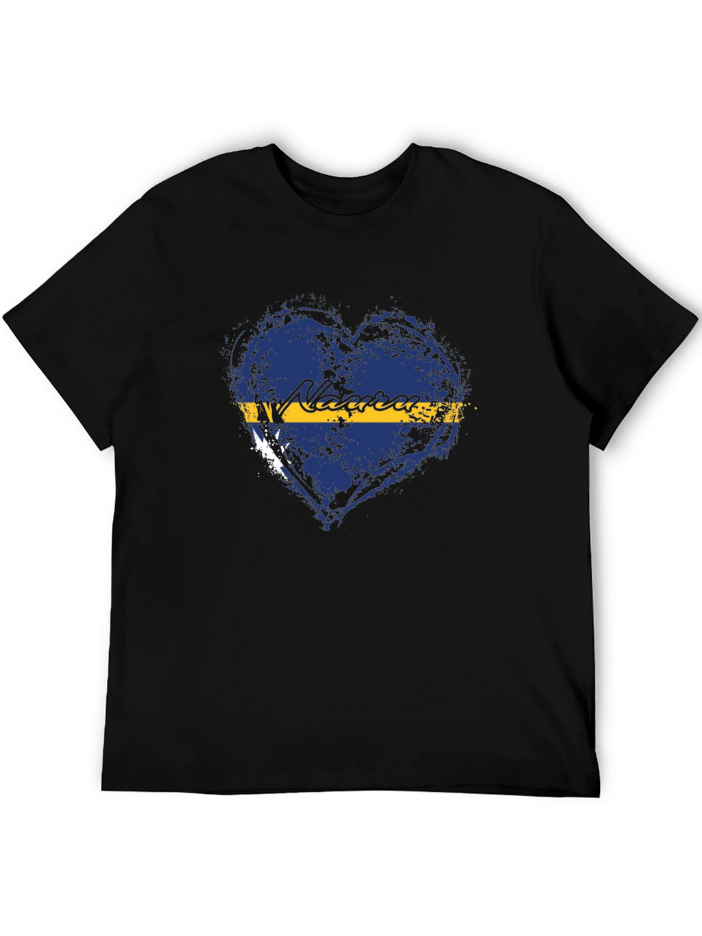 Nauru Flag Heart T-Shirt - Distressed Design