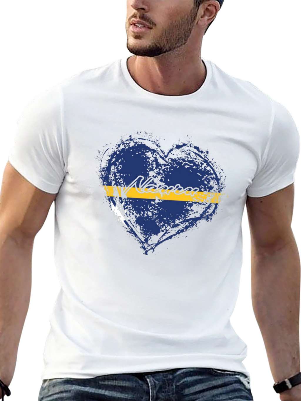 Nauru Flag Heart T-Shirt - Distressed Design