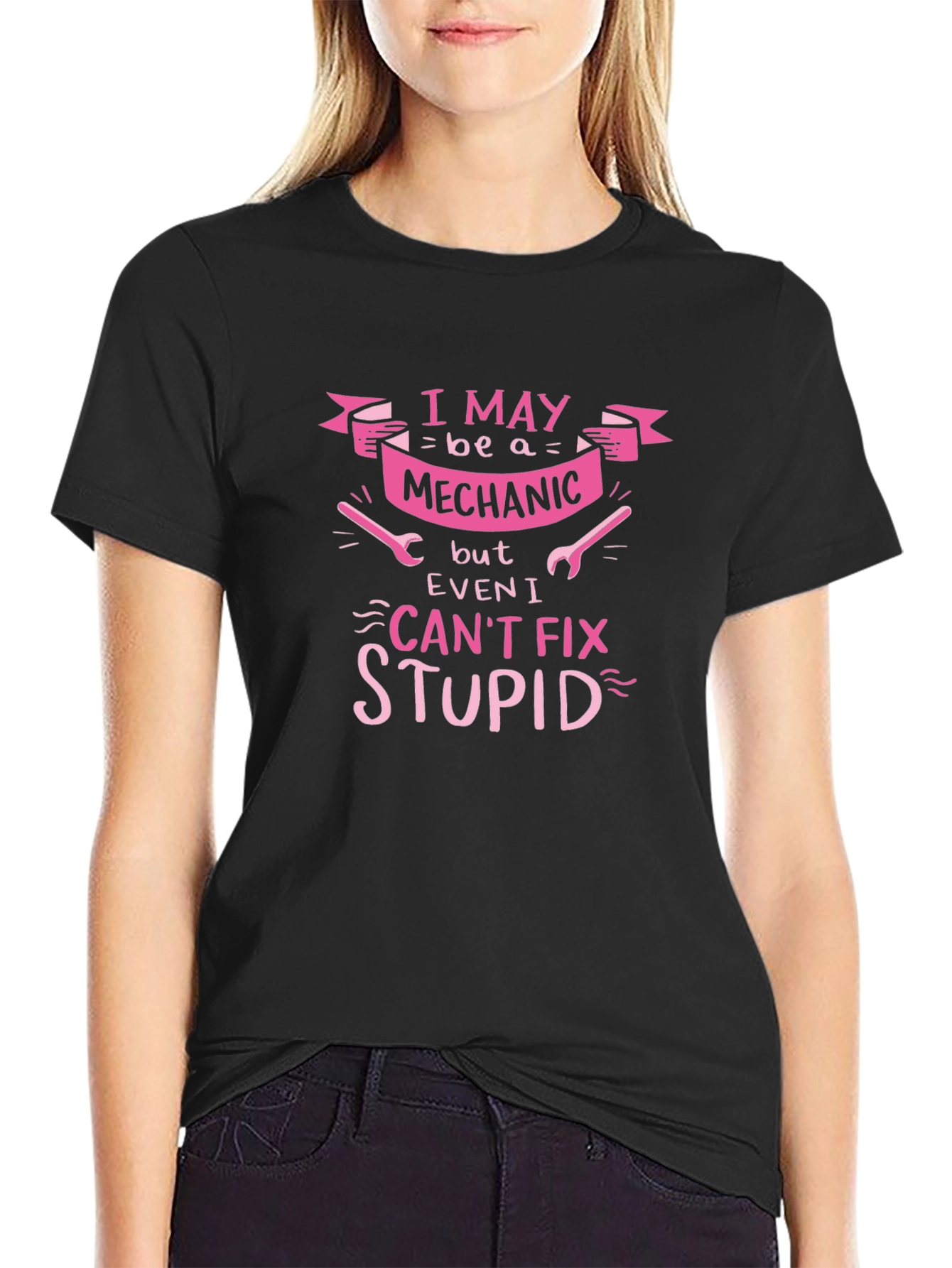 Mechanic Humor Graphic Tee - I Cant Fix Stupid