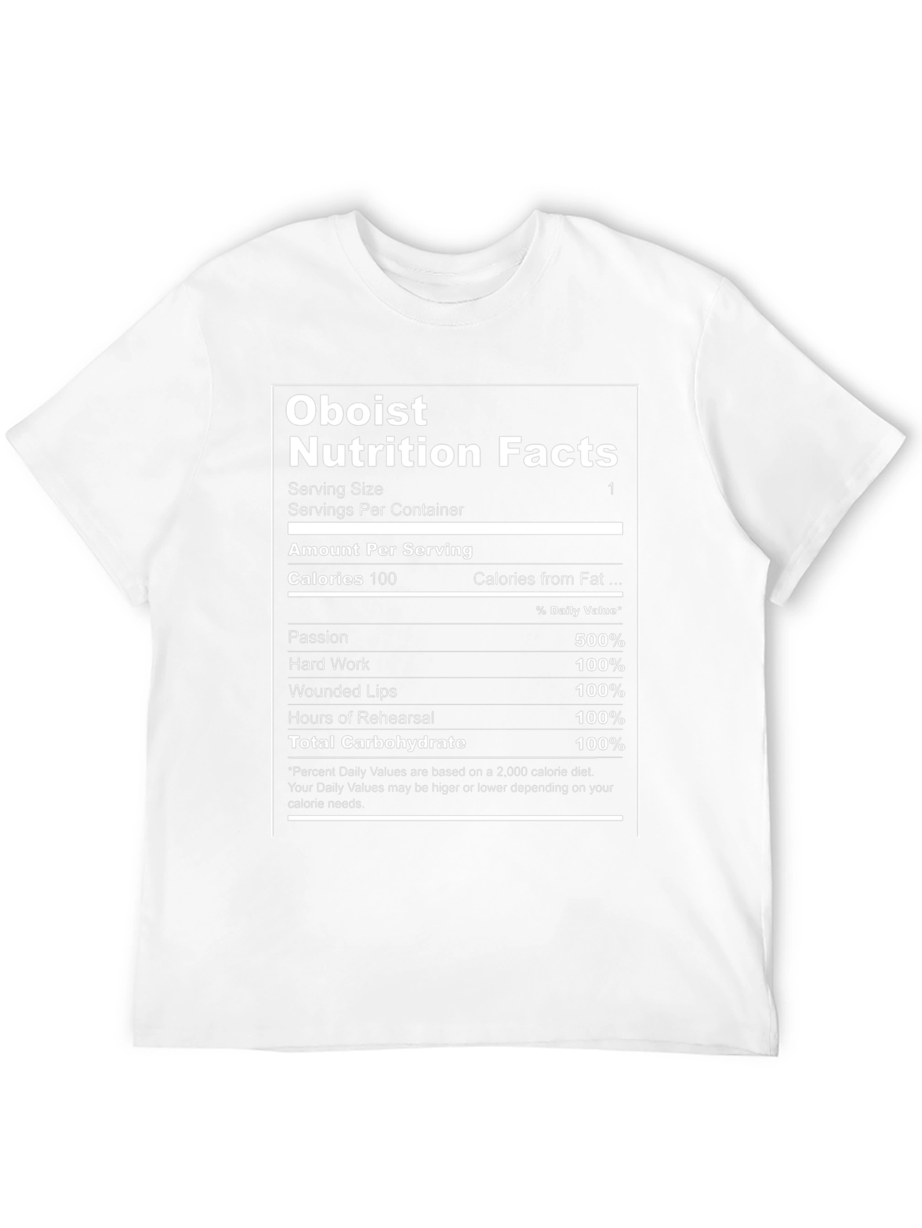 Oboist Nutrition Facts T-Shirt - Funny Musician Tee