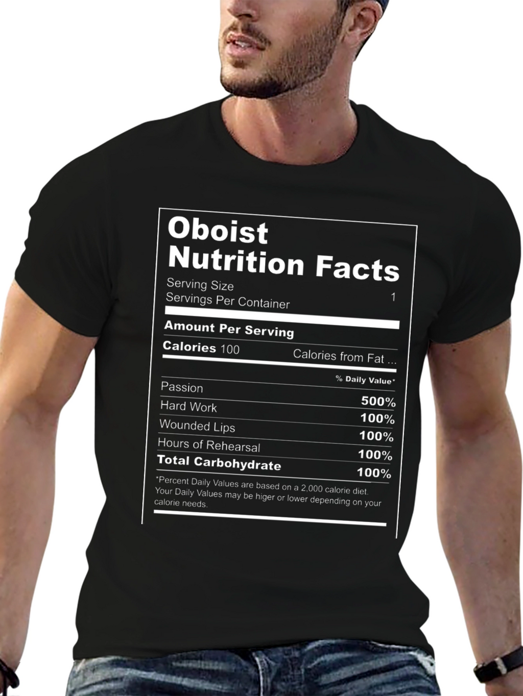 Oboist Nutrition Facts T-Shirt - Funny Musician Tee