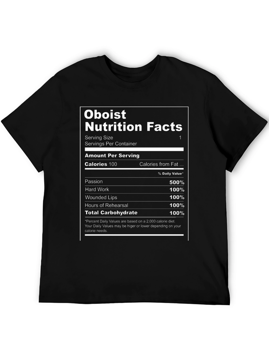 Oboist Nutrition Facts T-Shirt - Funny Musician Tee