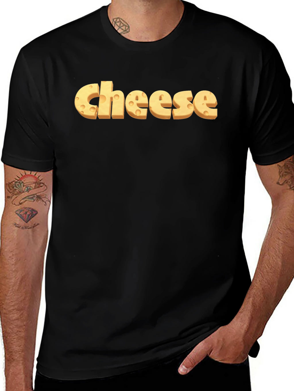 Cheese Graphic Black T-Shirt