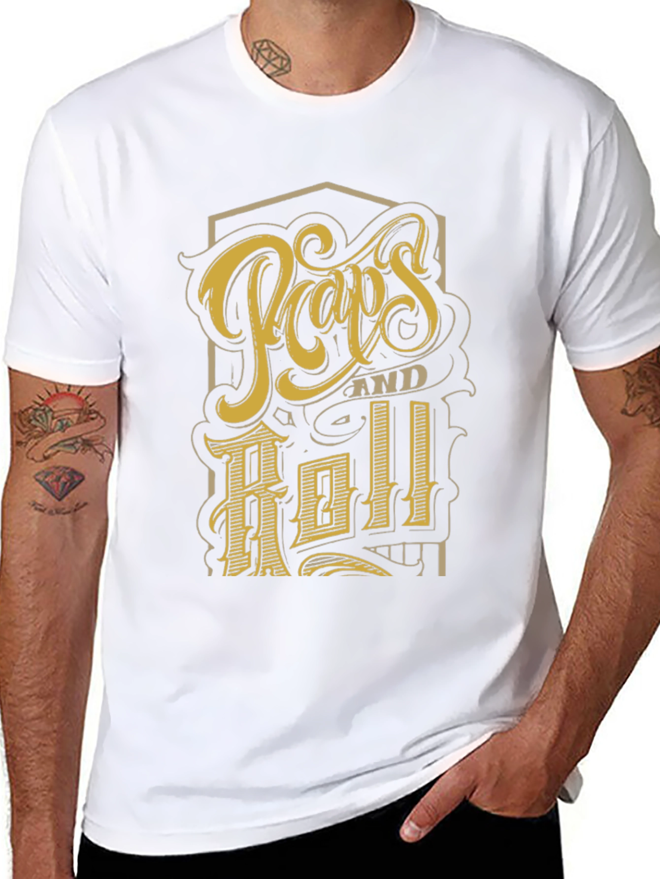 Retro Pops and Roll Graphic Print Black T-Shirt