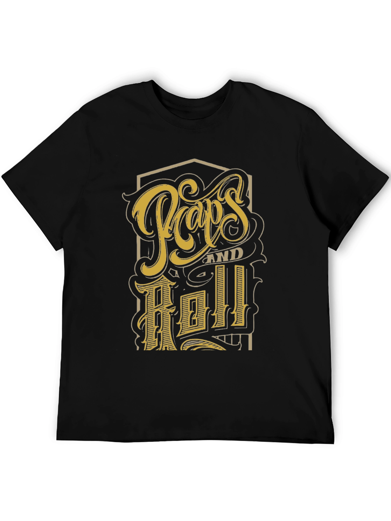 Retro Pops and Roll Graphic Print Black T-Shirt