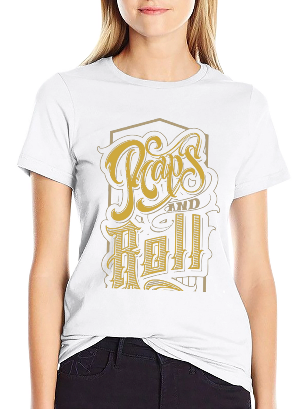 Retro Pops and Roll Graphic Print Black T-Shirt