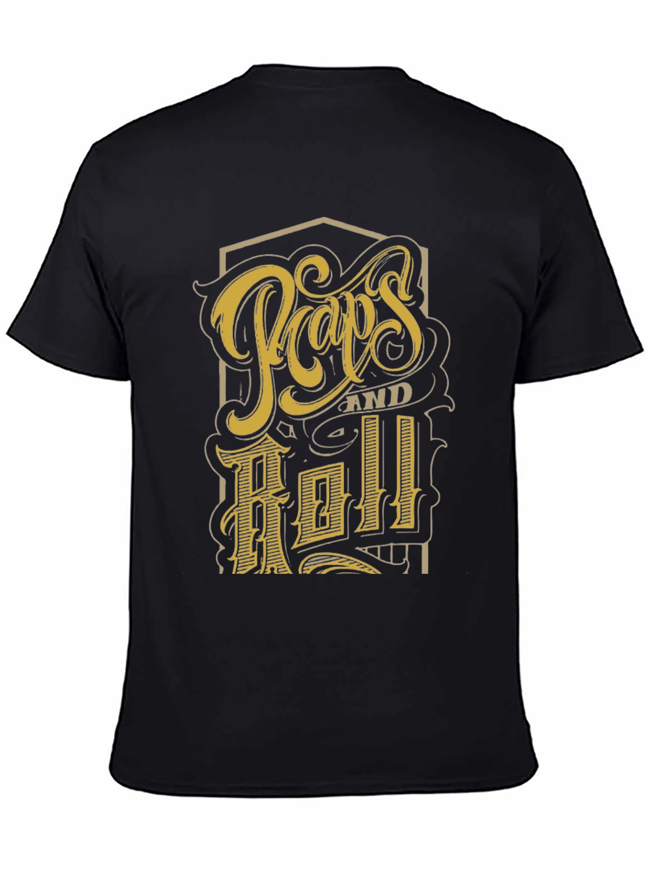 Retro Pops and Roll Graphic Print Black T-Shirt