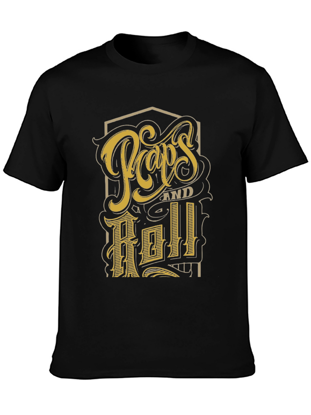 Retro Pops and Roll Graphic Print Black T-Shirt