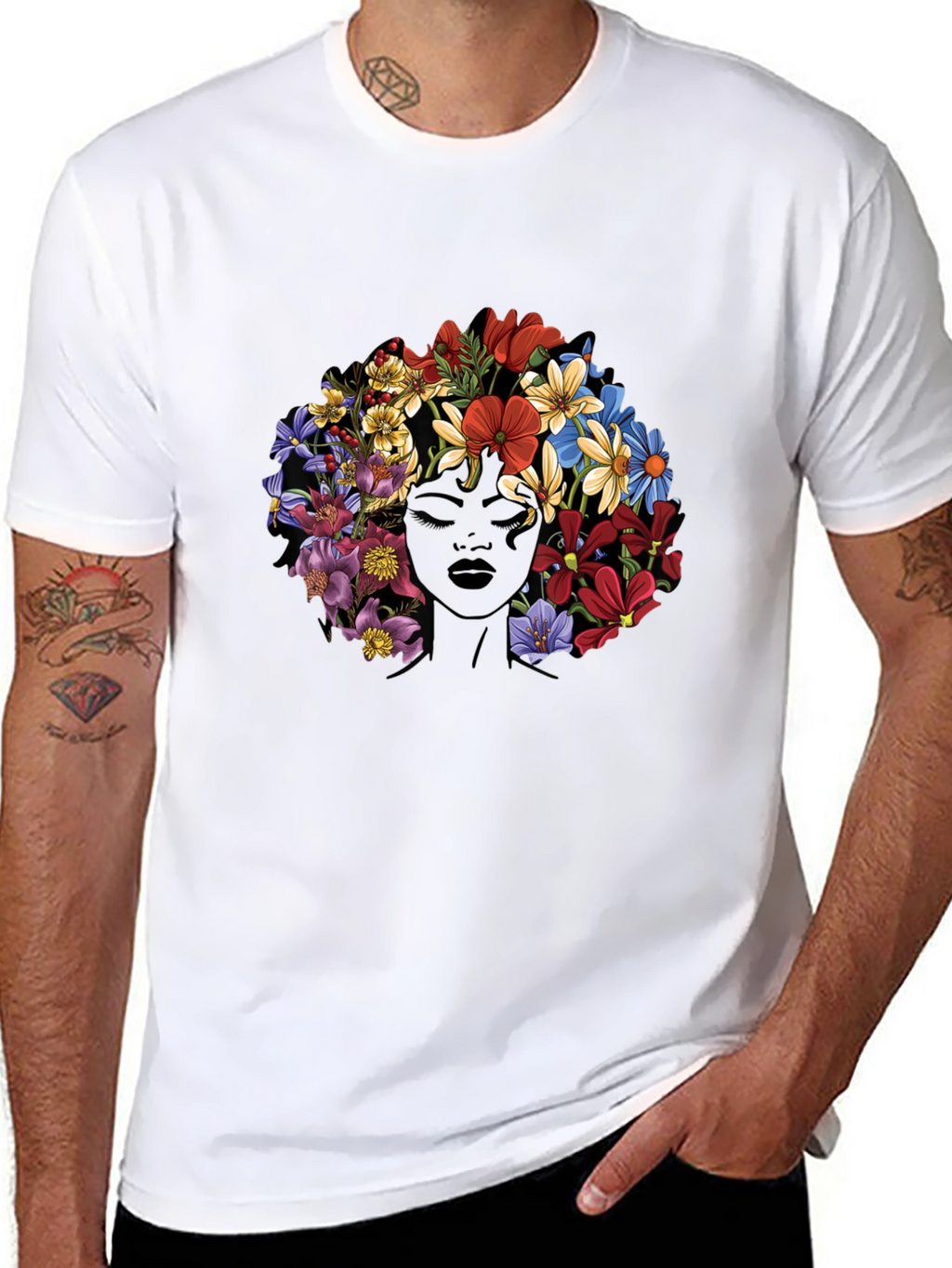 Floral Afro Womens Graphic Tee