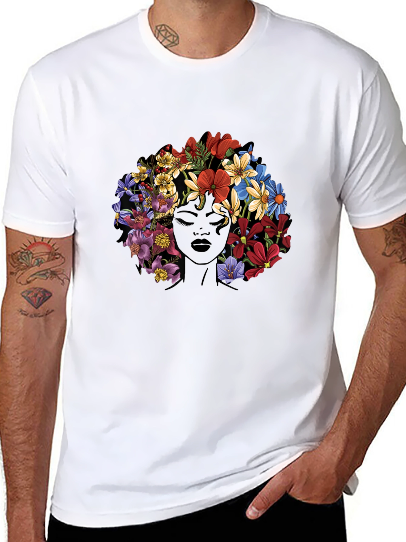 Floral Afro Womens Graphic Tee