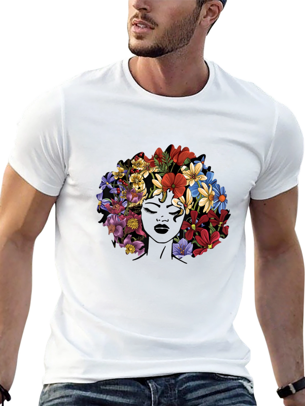 Floral Afro Womens Graphic Tee