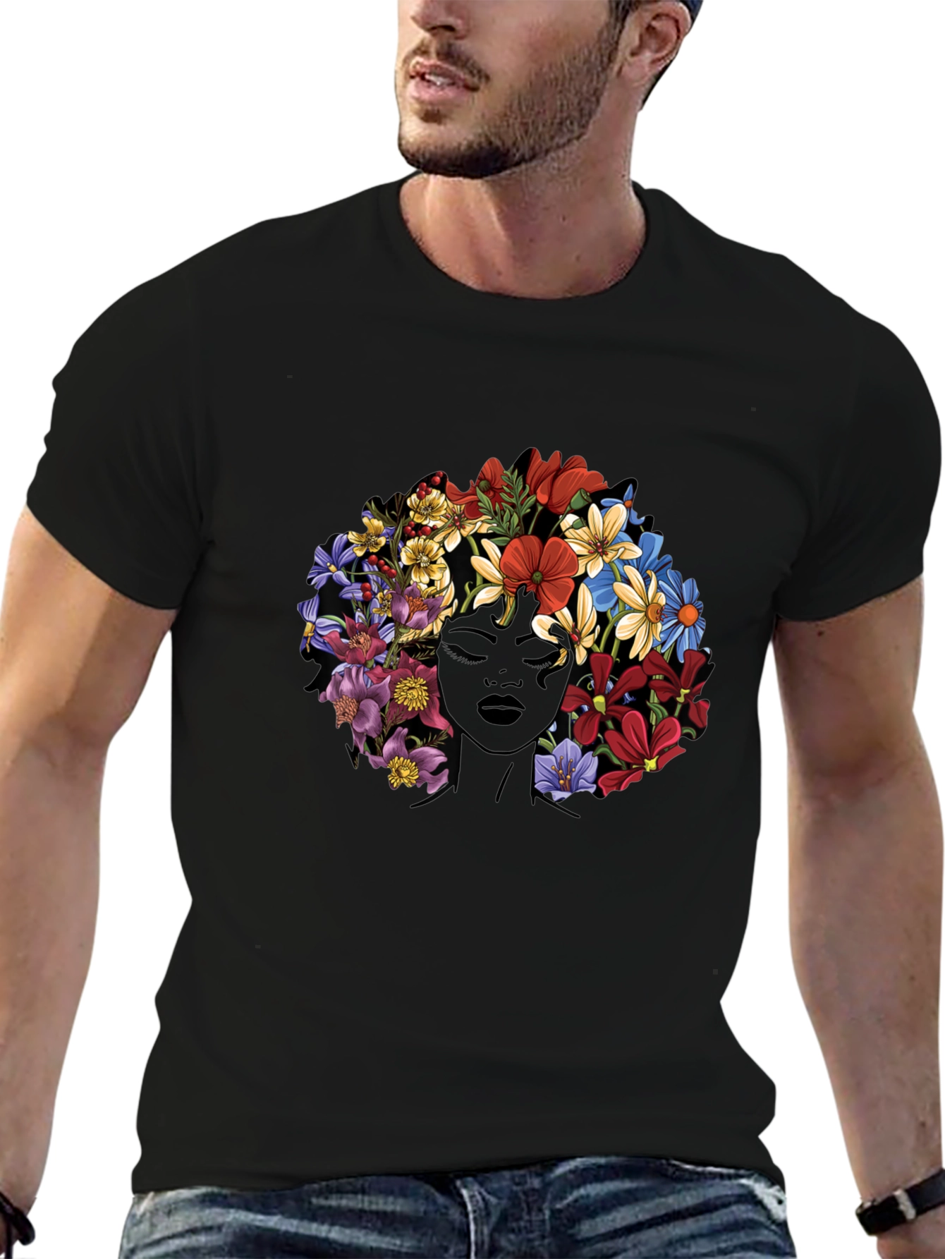 Floral Afro Womens Graphic Tee