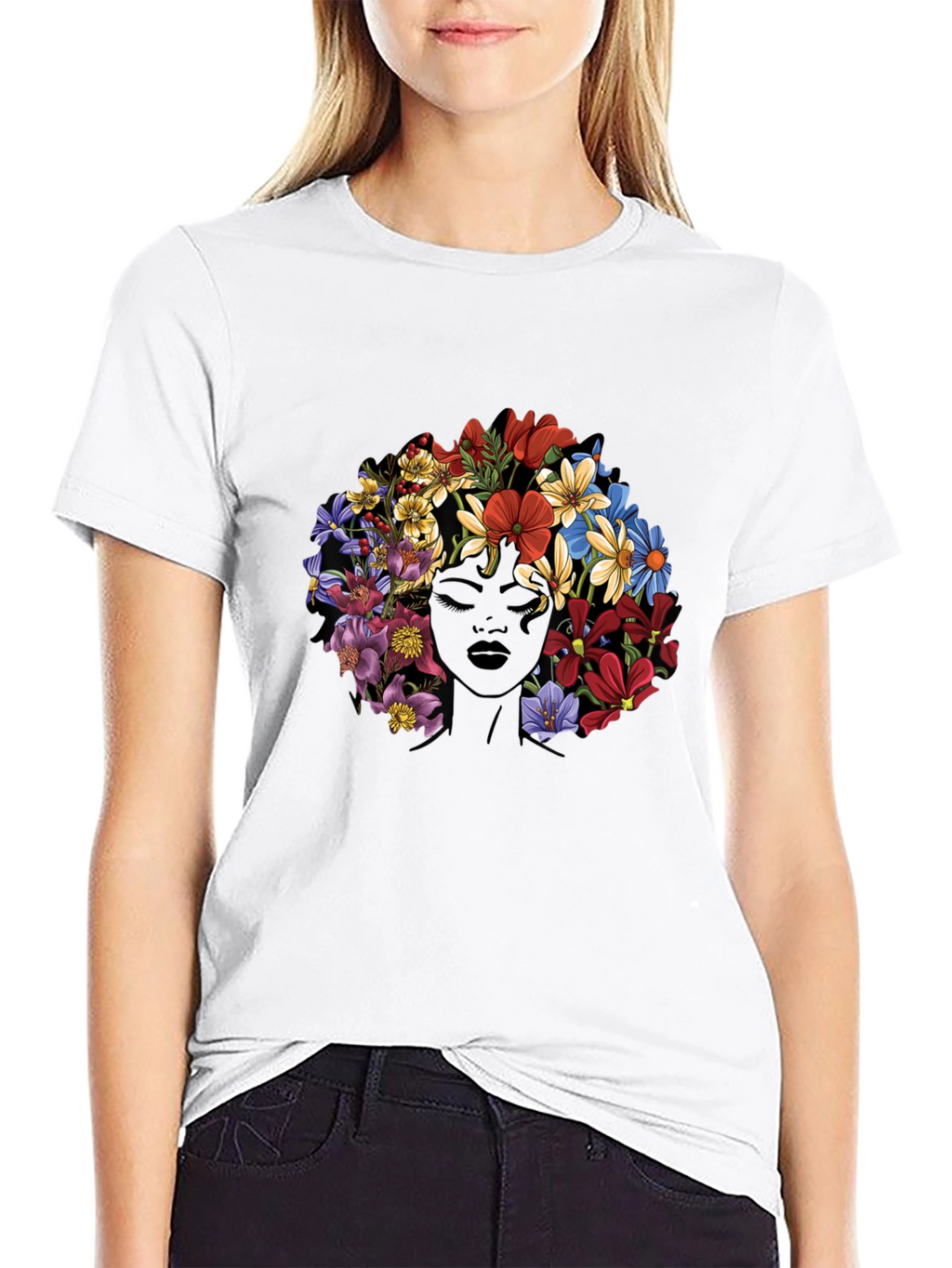Floral Afro Womens Graphic Tee