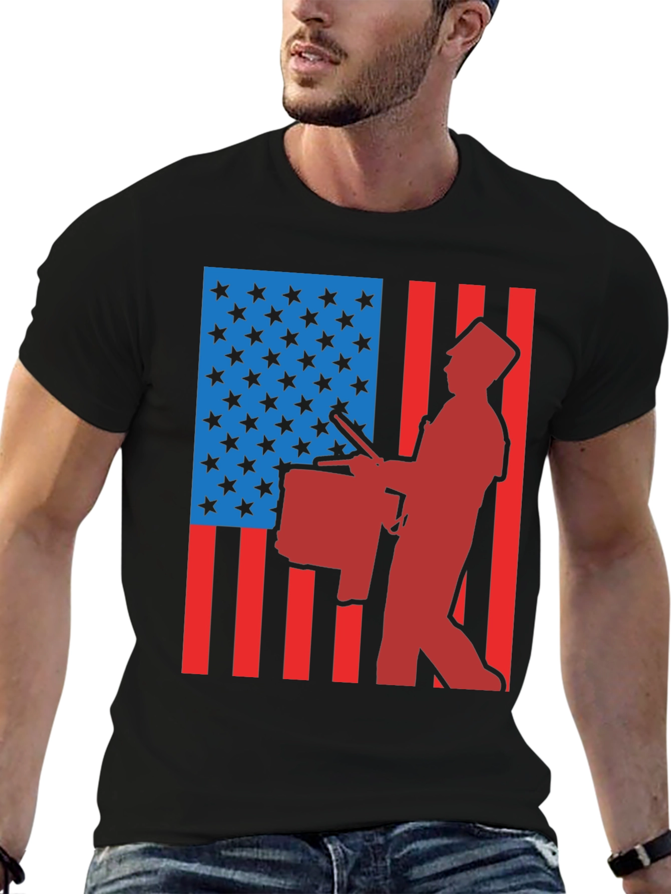 Patriotic Drummer T-Shirt - USA Flag Graphic Tee