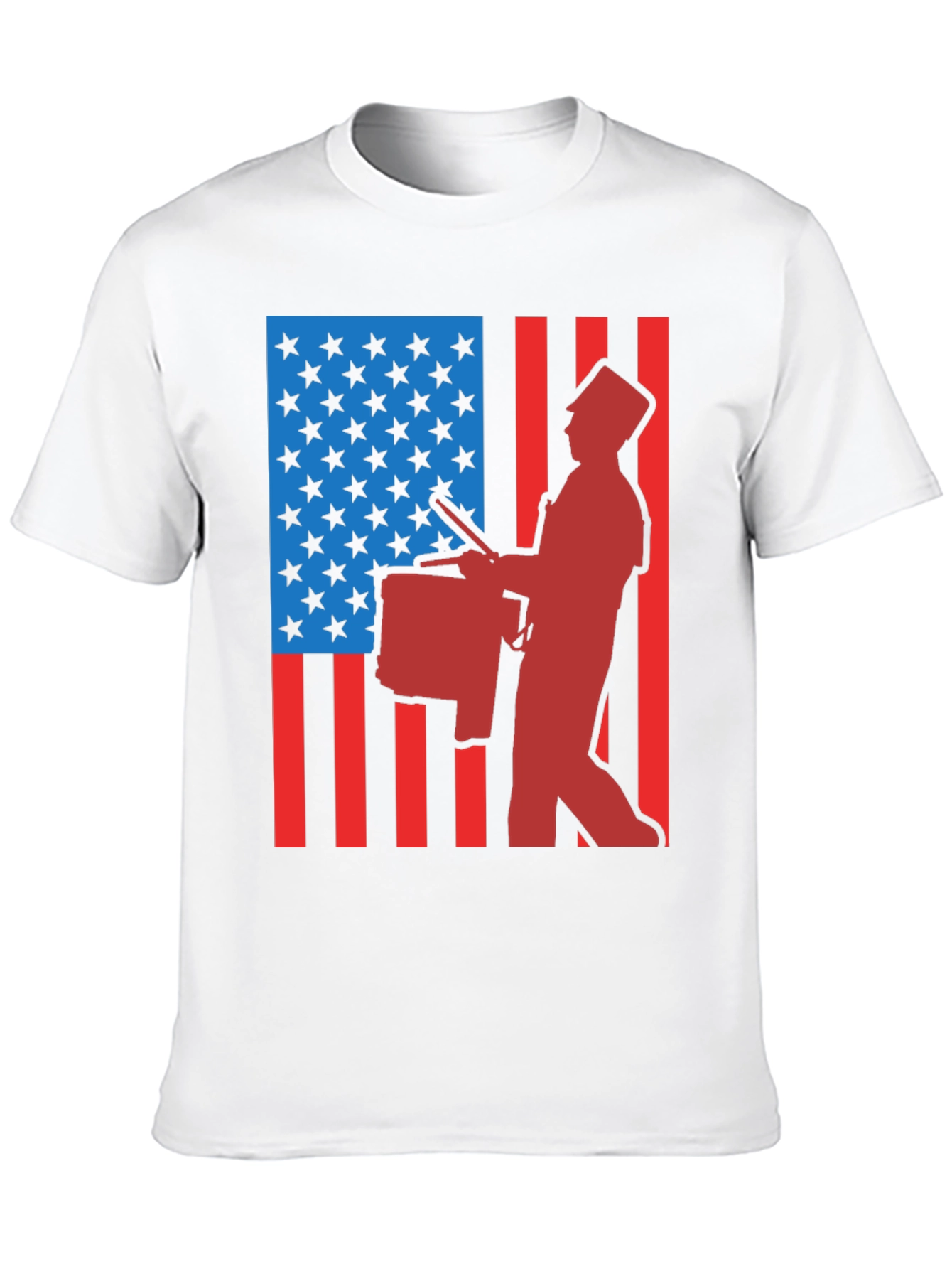 Patriotic Drummer T-Shirt - USA Flag Graphic Tee