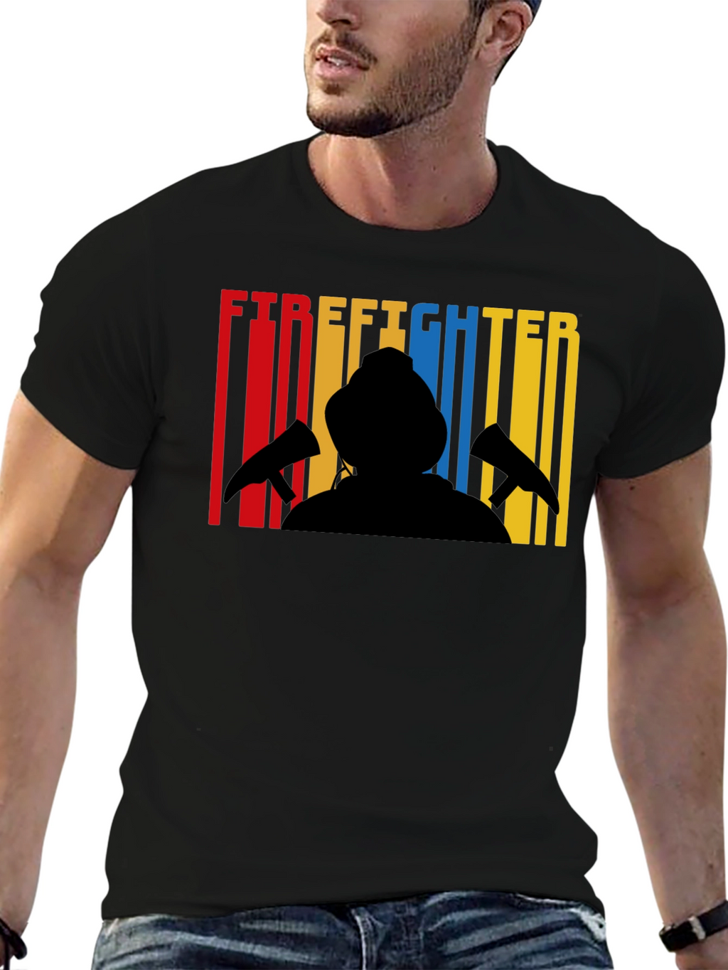 Firefighter Silhouette Graphic T-Shirt