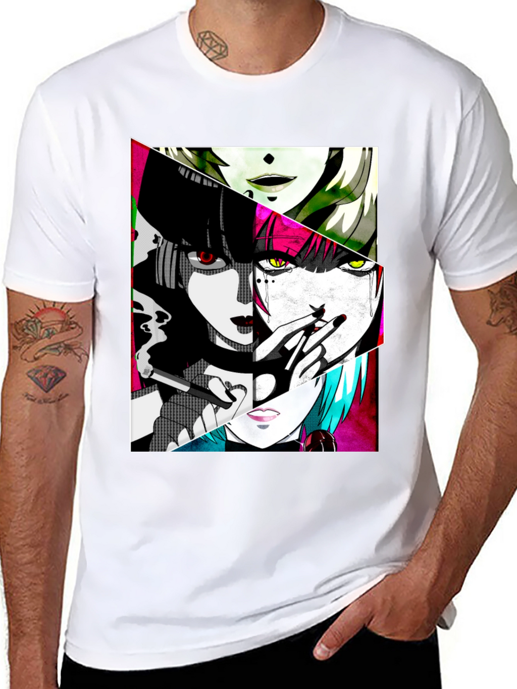 Anime Girl Graphic Tee - Black