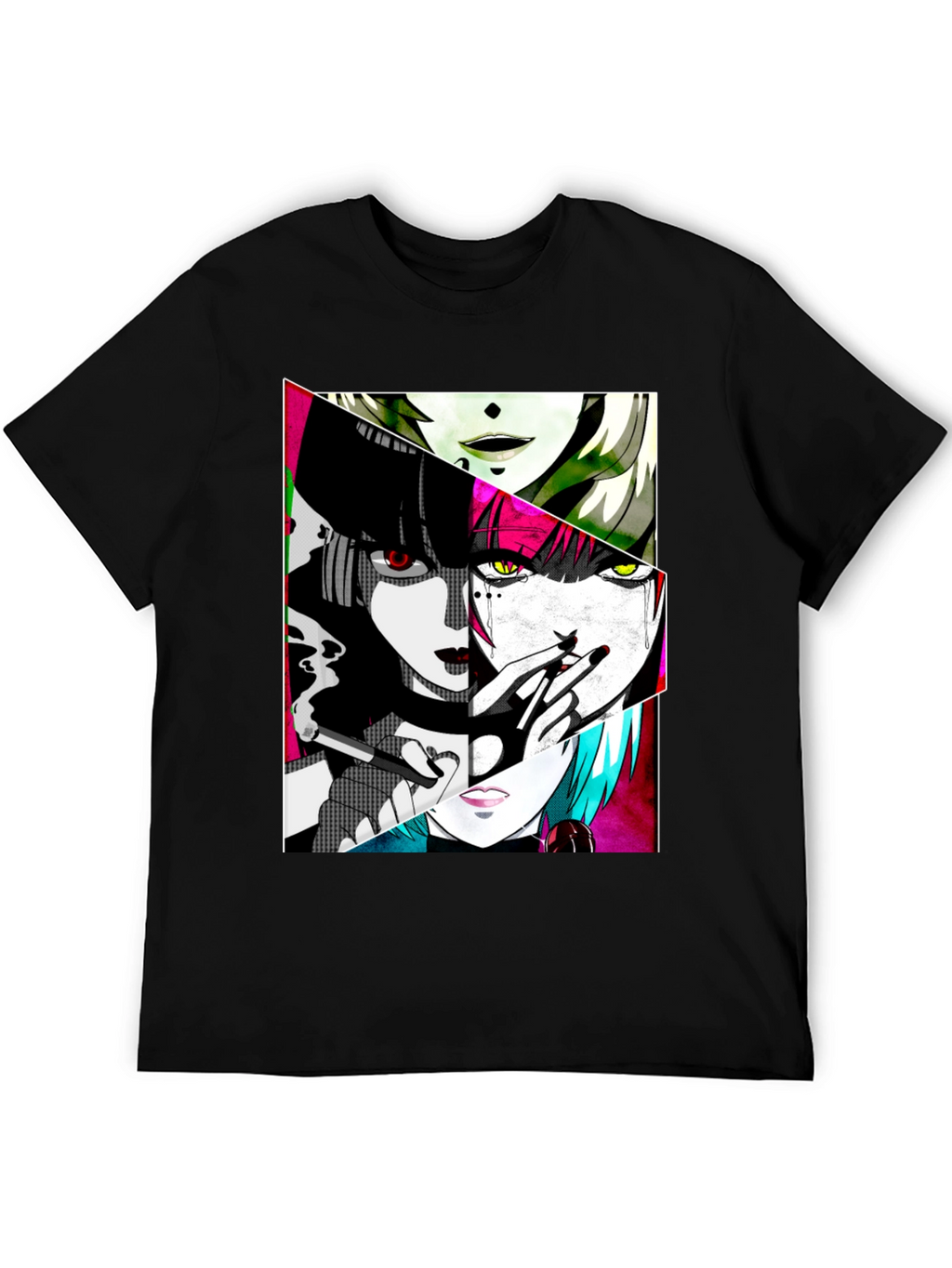 Anime Girl Graphic Tee - Black