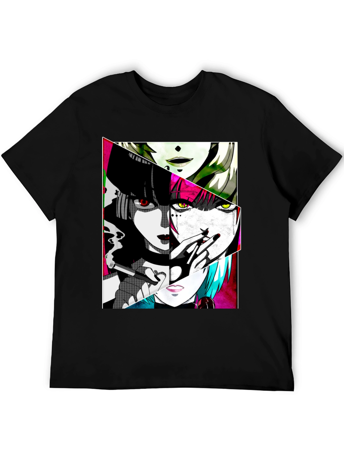 Anime Girl Graphic Tee - Black