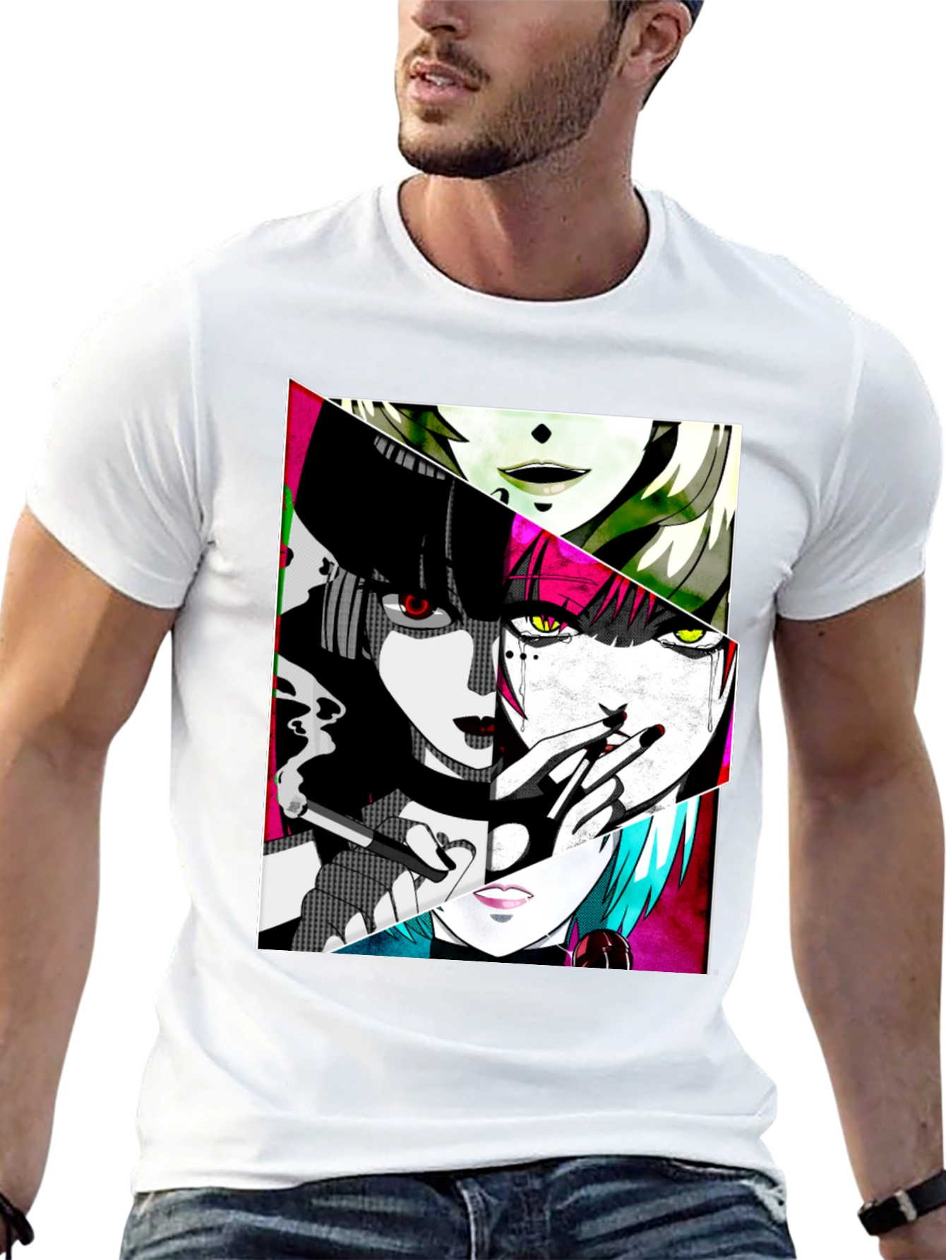Anime Girl Graphic Tee - Black