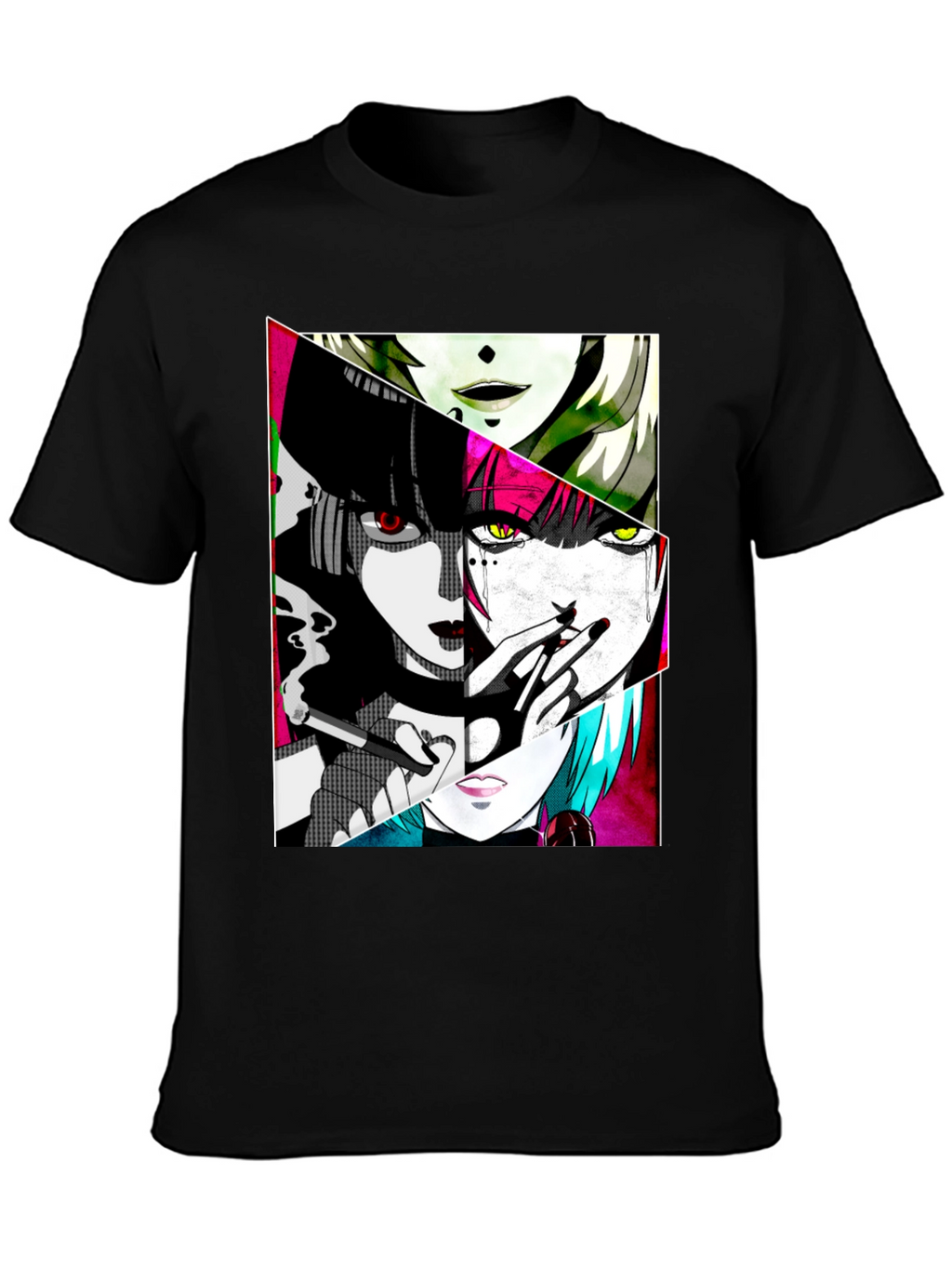 Anime Girl Graphic Tee - Black