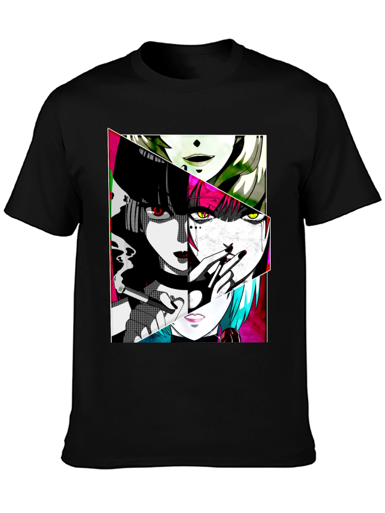 Anime Girl Graphic Tee - Black
