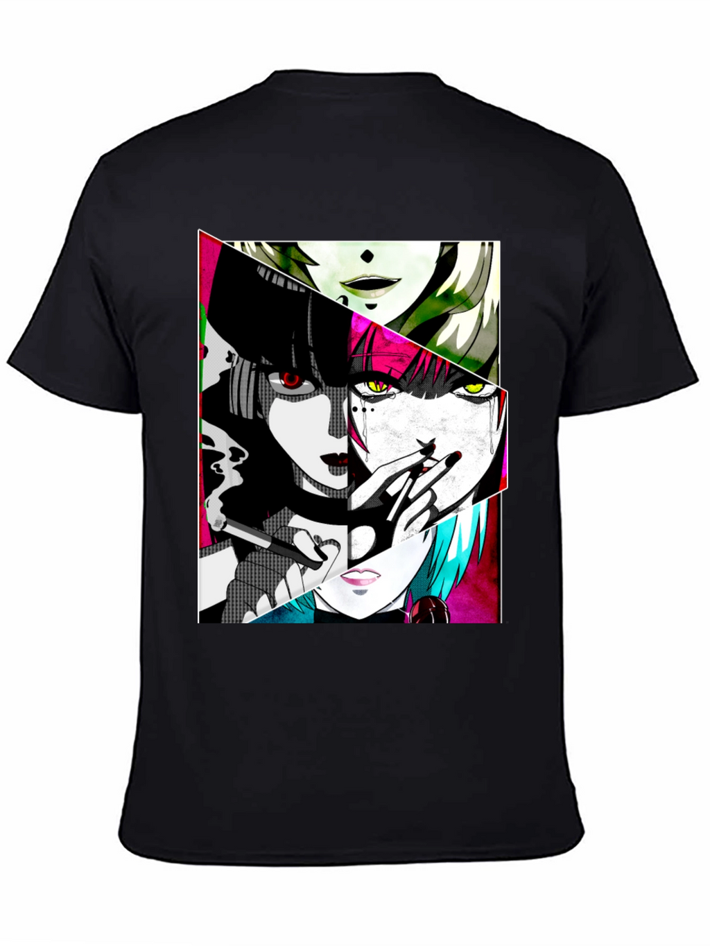 Anime Girl Graphic Tee - Black