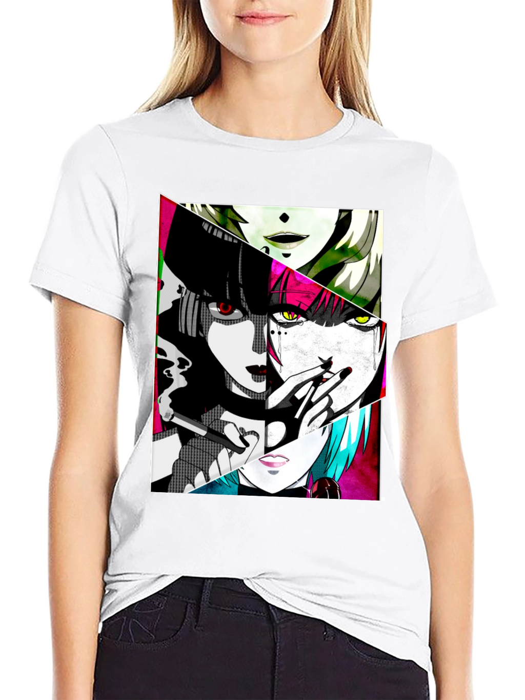Anime Girl Graphic Tee - Black